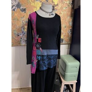 Kheera South Africa Art to Wear Live Love Laugh Embroidered Embellished Tunic S